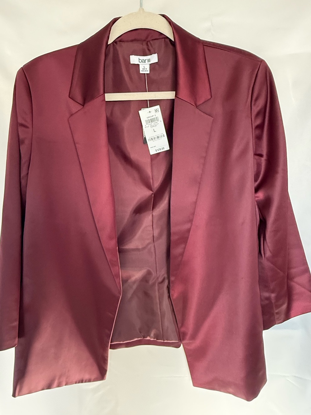 Bar III Satin Blazer Jacket - Wine